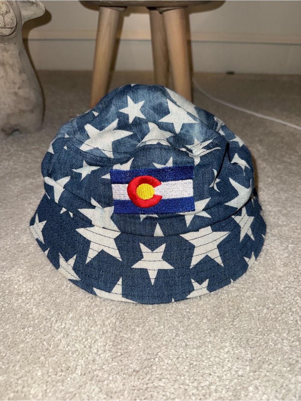 Blue Star Print Bucket Hat with Colorado Patch